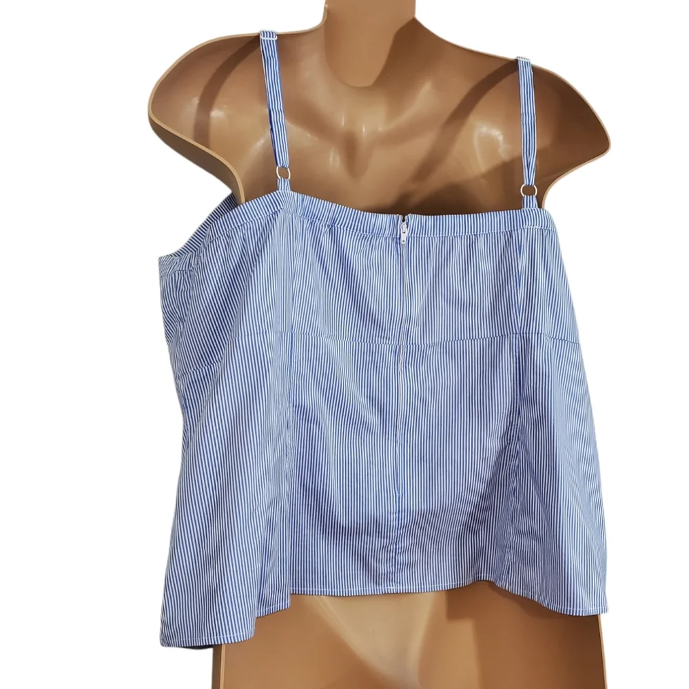 TORRID  ( 5X ) Blue Striped Poplin Lace-Up Cami Corset Eyelets Lace-up  Zip Top - Picture 6 of 13